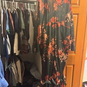 Floral Black and Red Maxi Dress